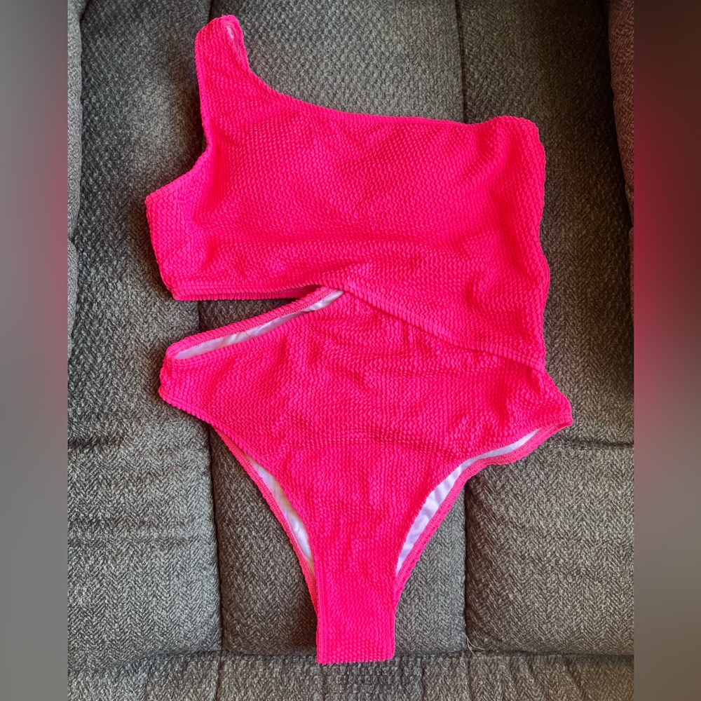 Vibrant Pink One-Shoulder Swimsuit